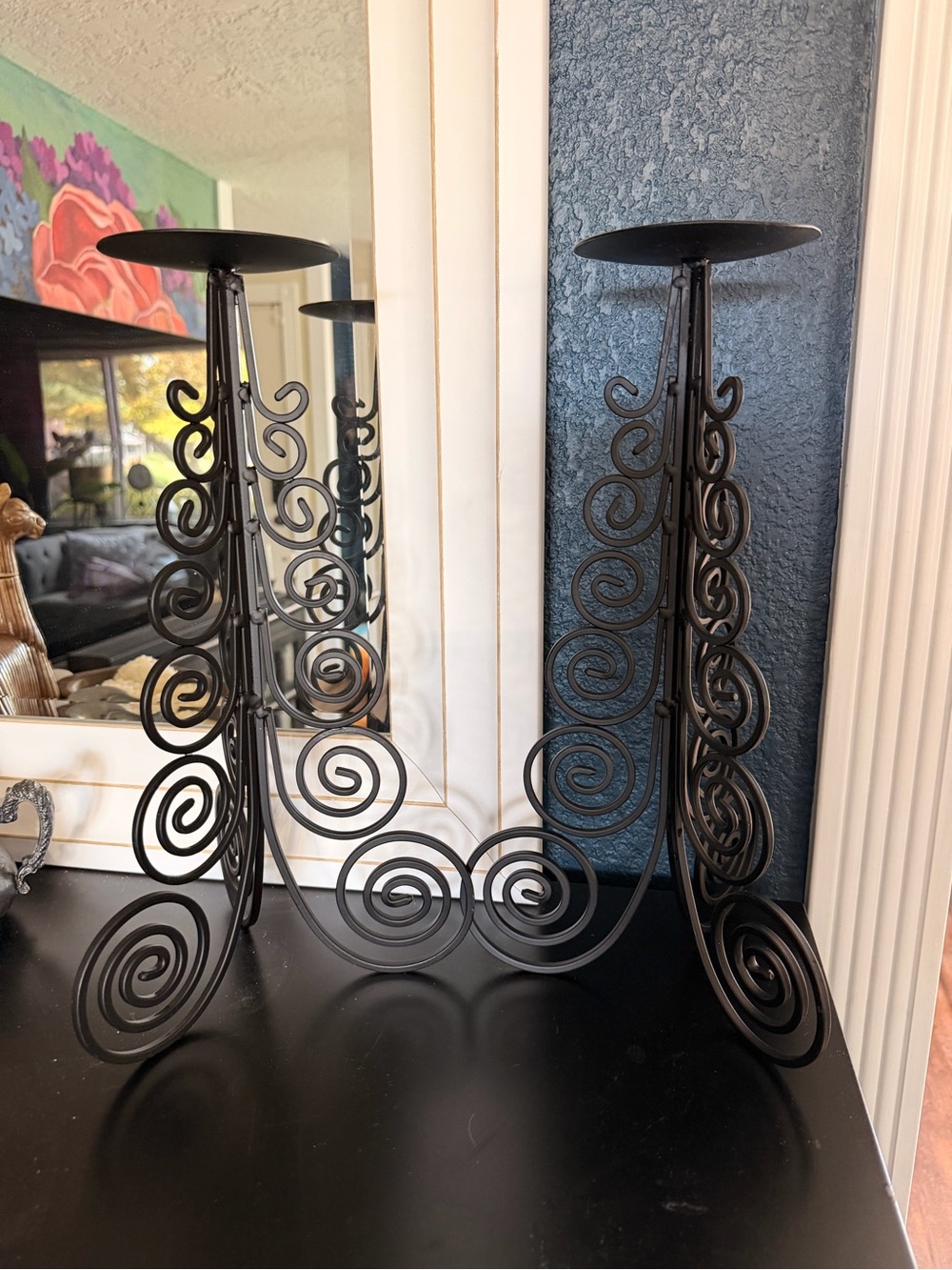 Spanish Colonial Hand-Forged Iron Candelabra Pair